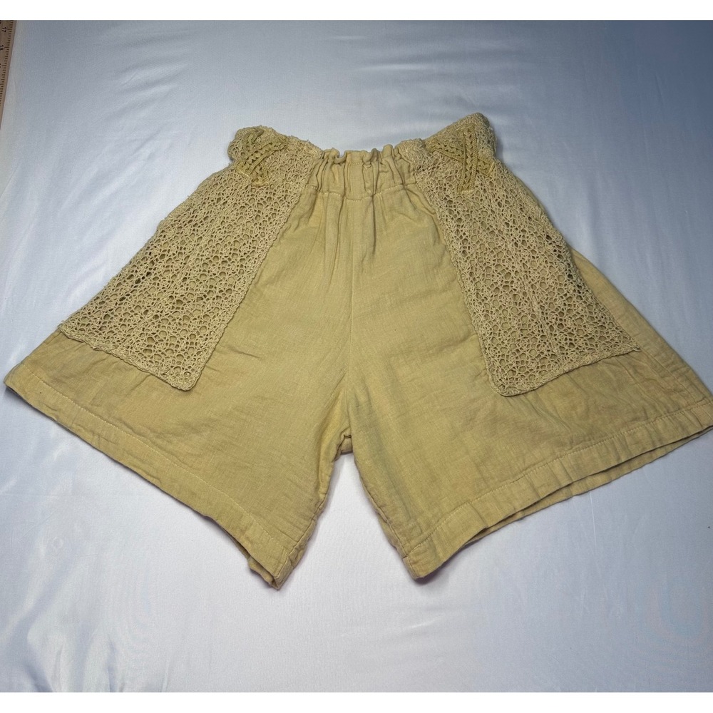 Jens Pirate Booty for Free People Mustard Cotton Gauze Crochet Lace Shorts XS
